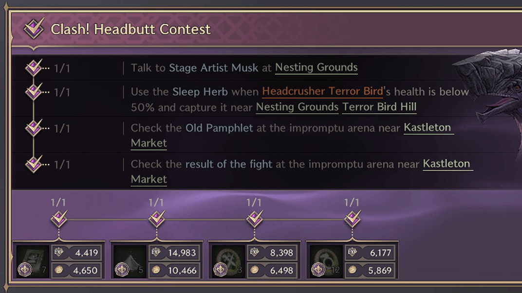 Clash! Headbutt Contest Exploration Codex: Nesting Grounds - Throne and Liberty