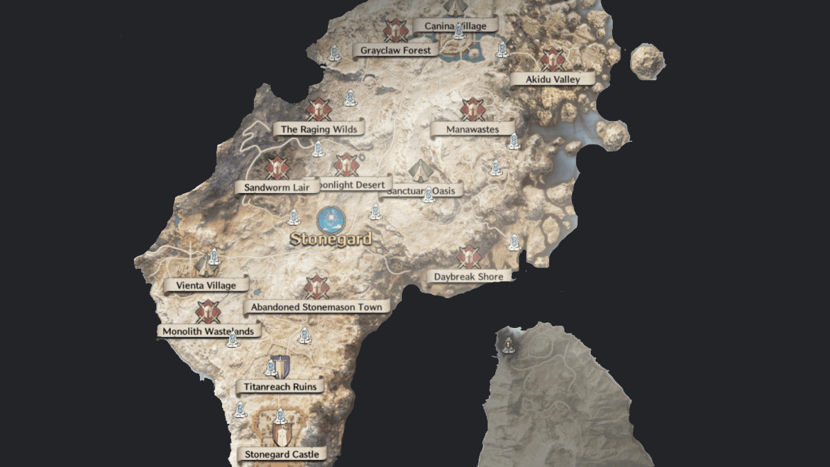 A list of all places of Stonegard in Throne and Liberty