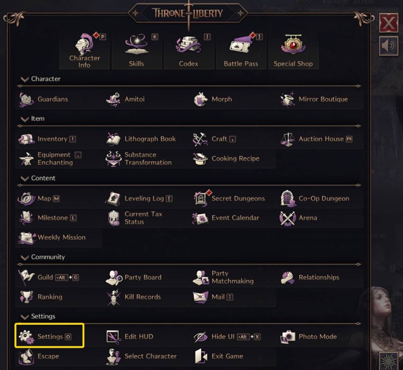 How to Access Settings in Throne &amp; Liberty