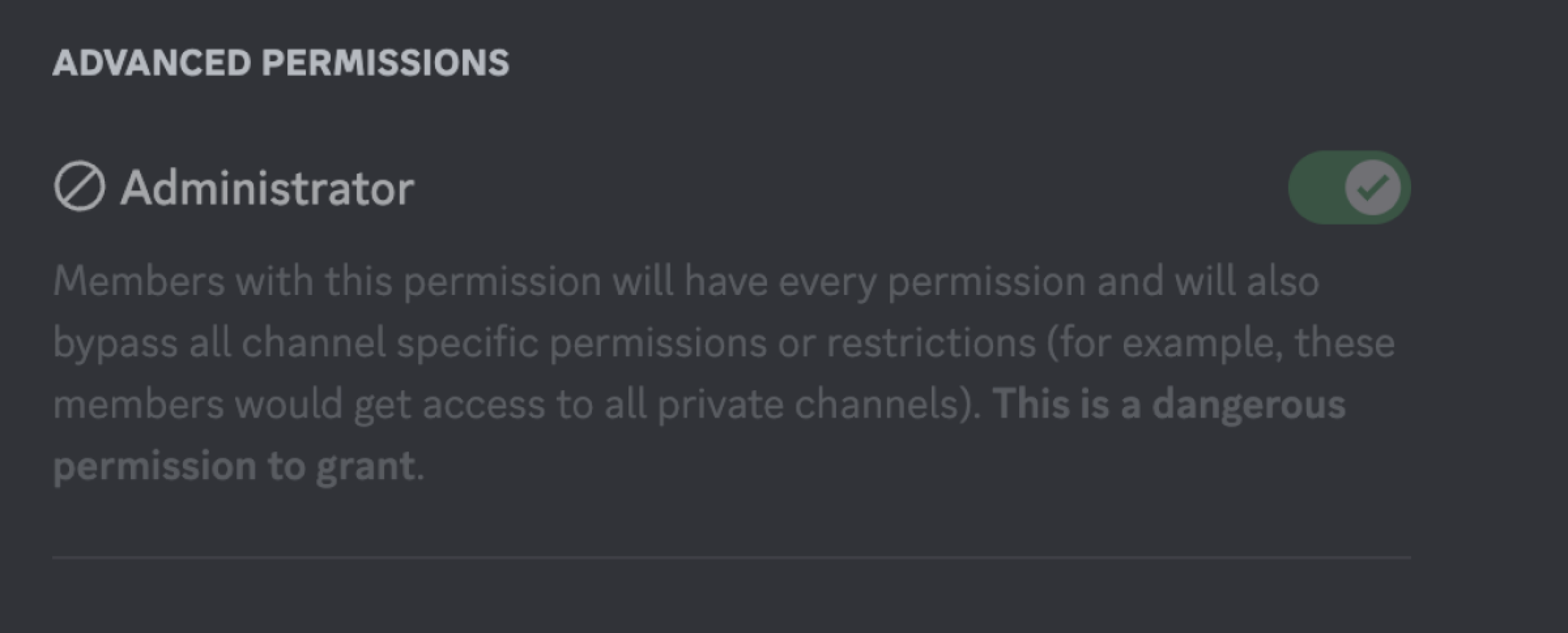 This permission needs to be enabled in order to use admin commands