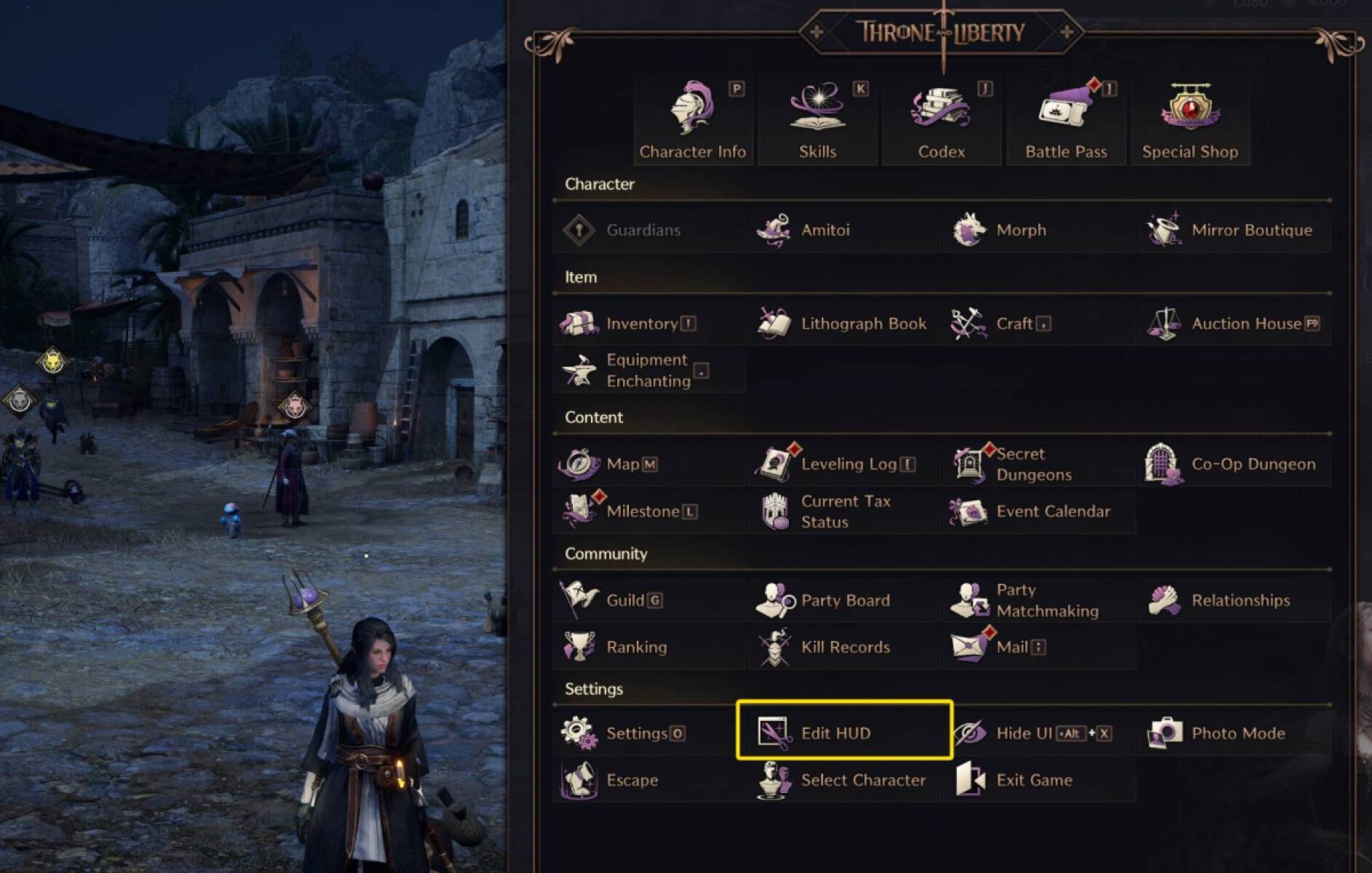 Where to Access Edit HUD in Throne &amp; Liberty