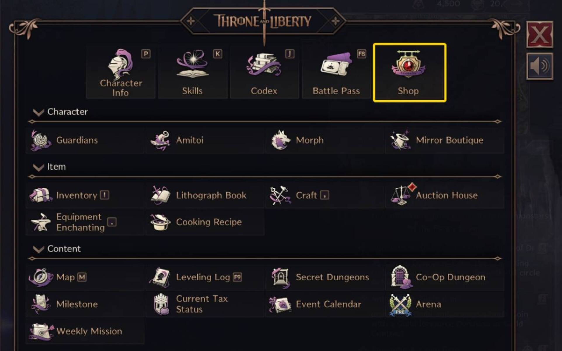 How to find the Shop in Throne &amp; Liberty