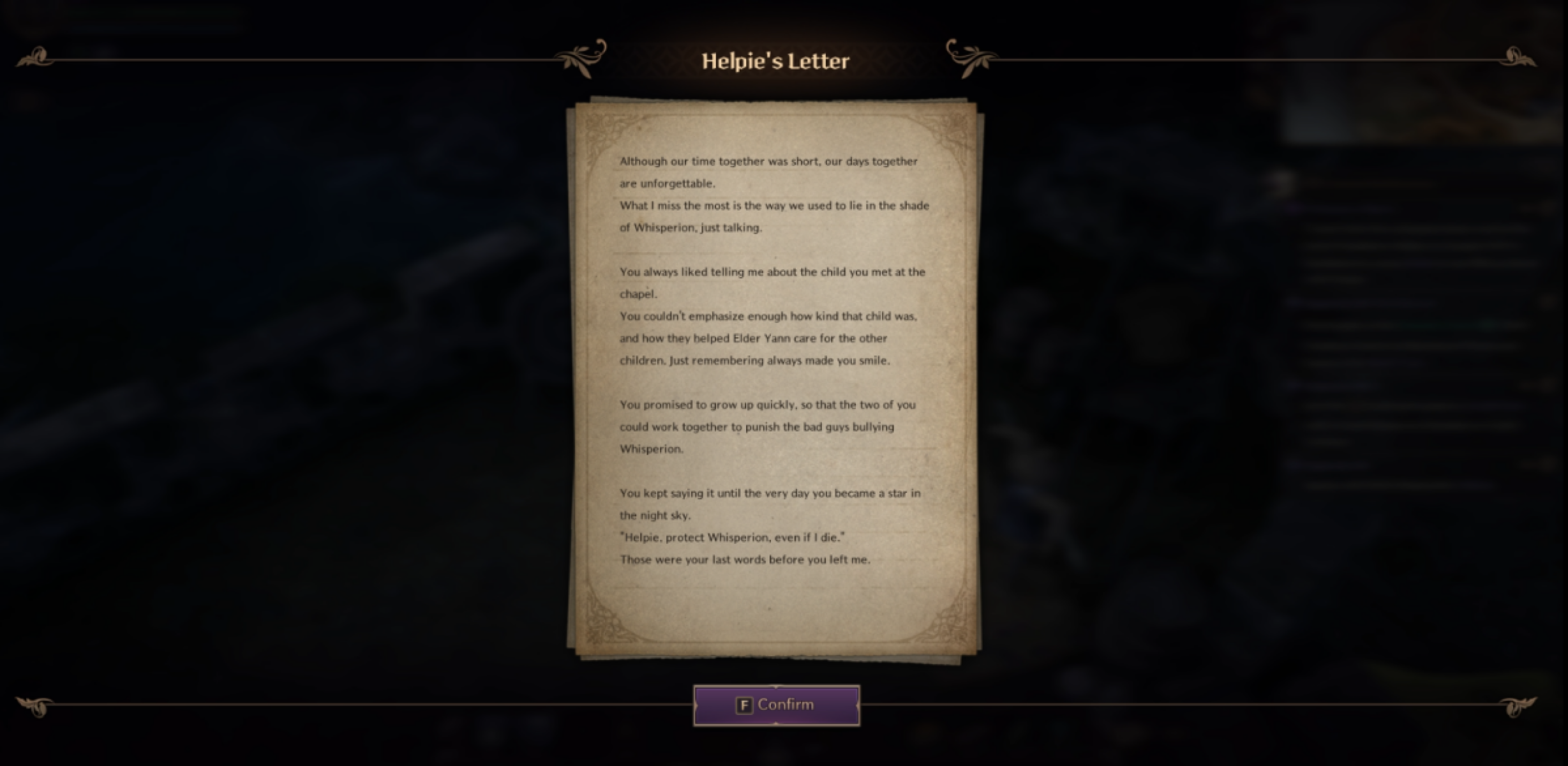 Fallen Paper: Helpie's Letter in Throne and Liberty