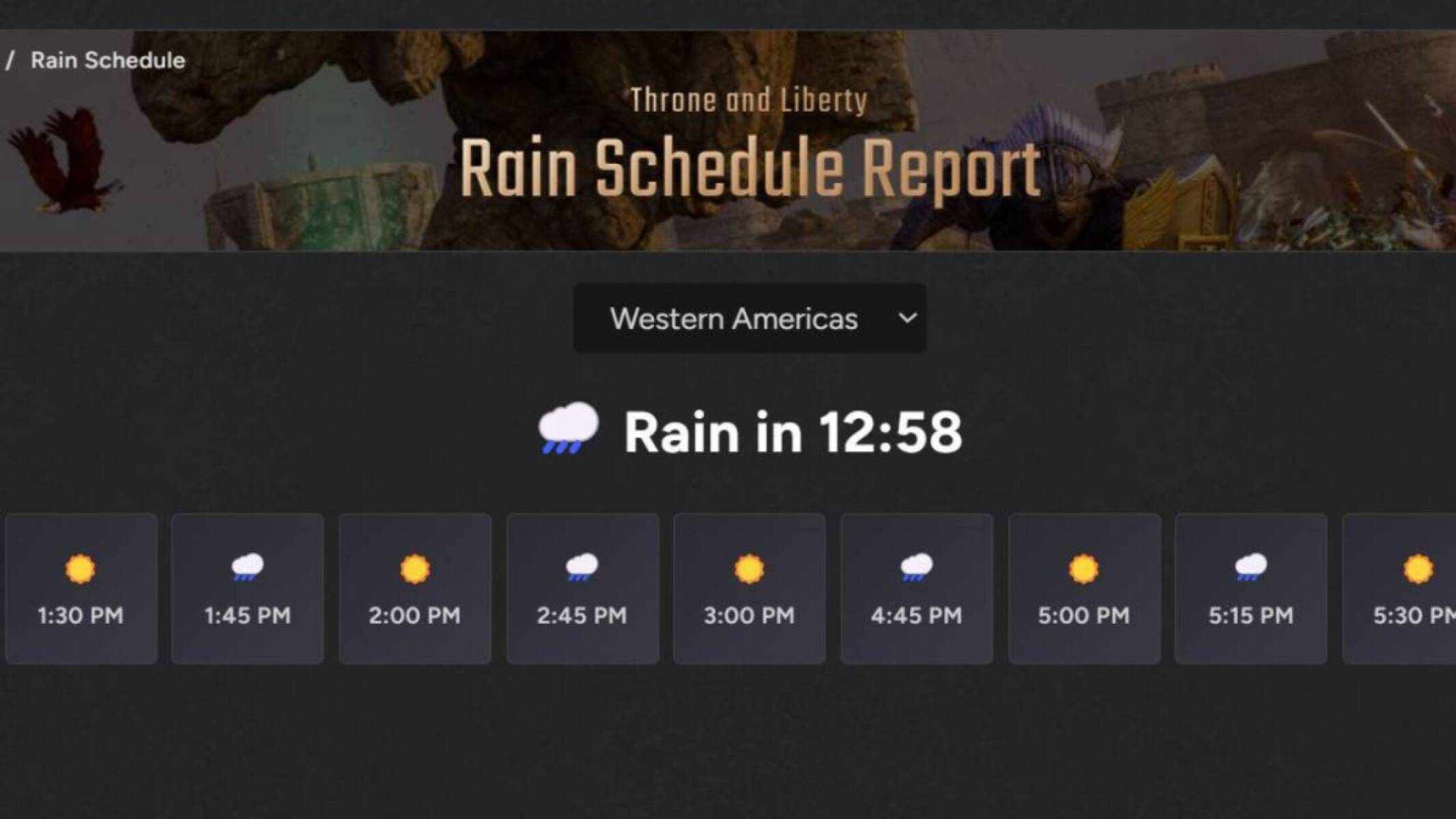 Rain Schedule in Throne and Liberty