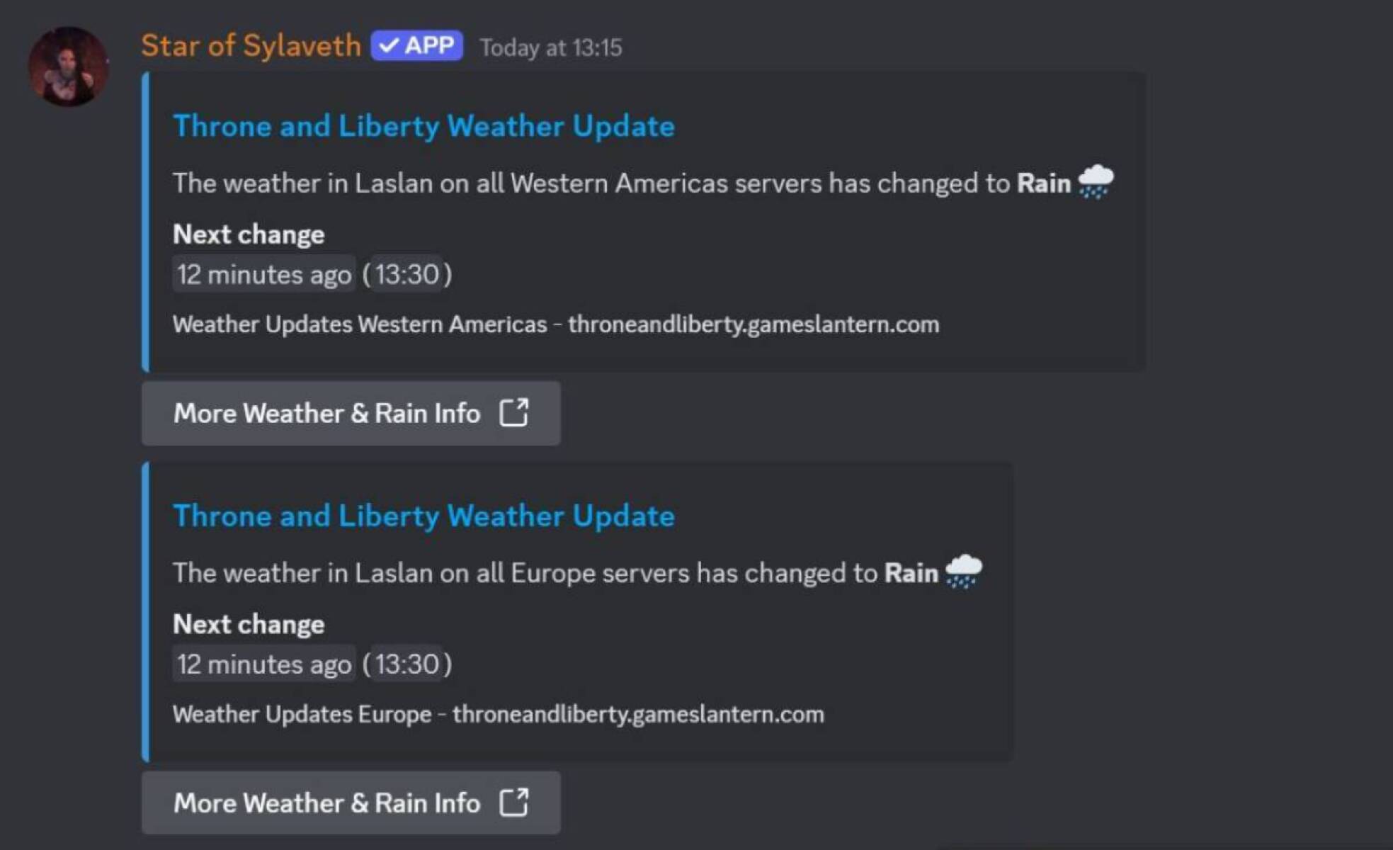 /weathersubscribe auto notification for Rain Schedule