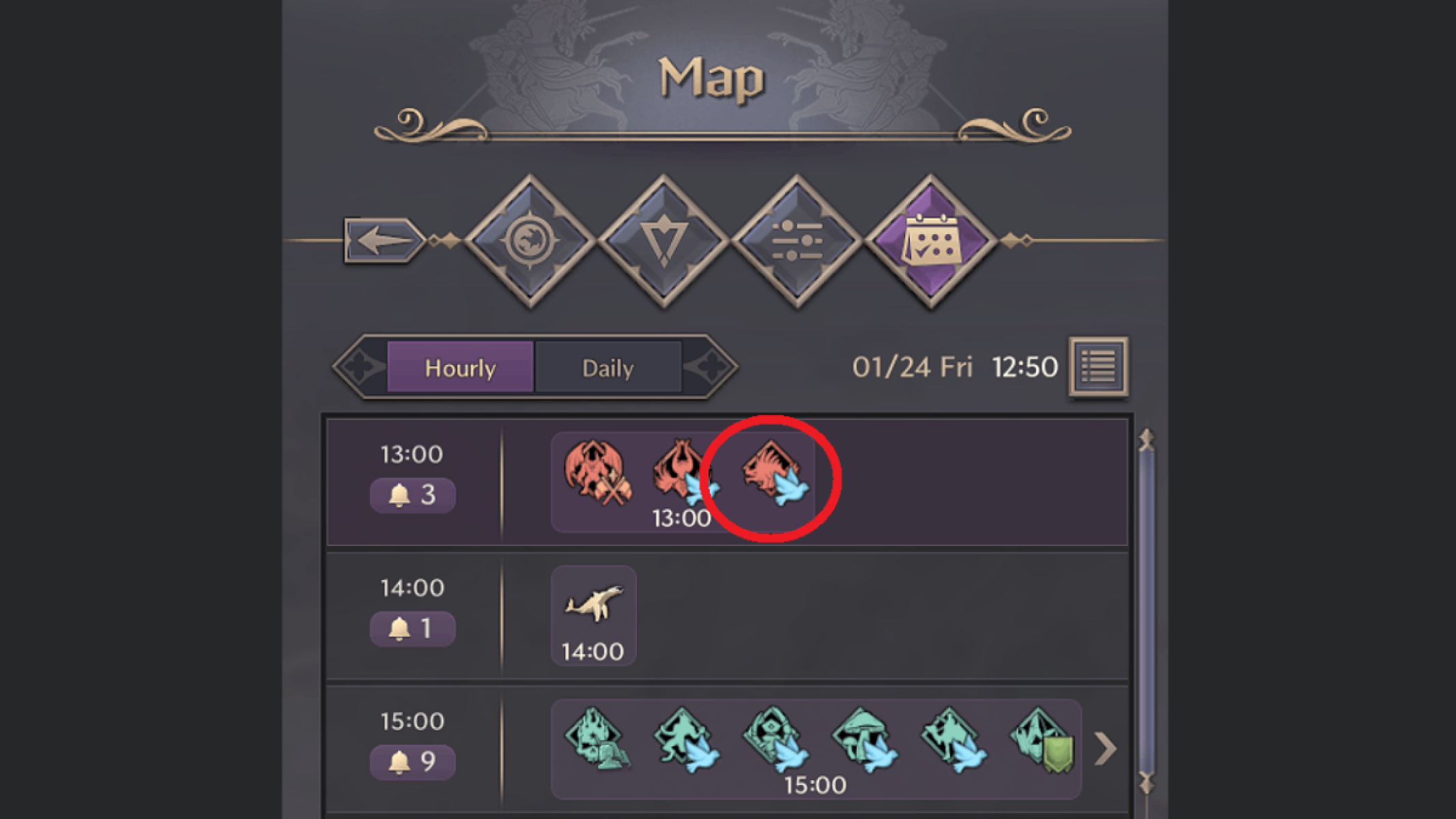 Chernobog icon on the timetable - Throne and Liberty